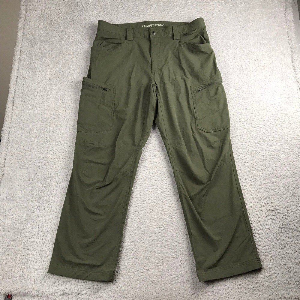 Duluth Flexpedition Pants Mens 36 (37x30) Green Relaxed Fit Nylon Spandex Cargo